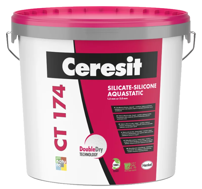 Ceresit CT 175 DOUBLE DRY baza do kolorowania (ziarno 2,0 mm), 25 kg, tynk silikatowo-silikonowy